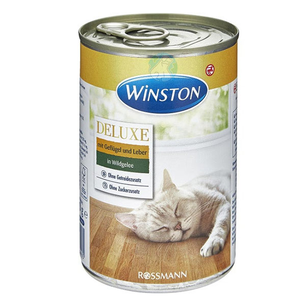 کنسرو 400 گرمی گربه بالغ طعم مرغ و جگر داخل سس گراز Winston DELUXE